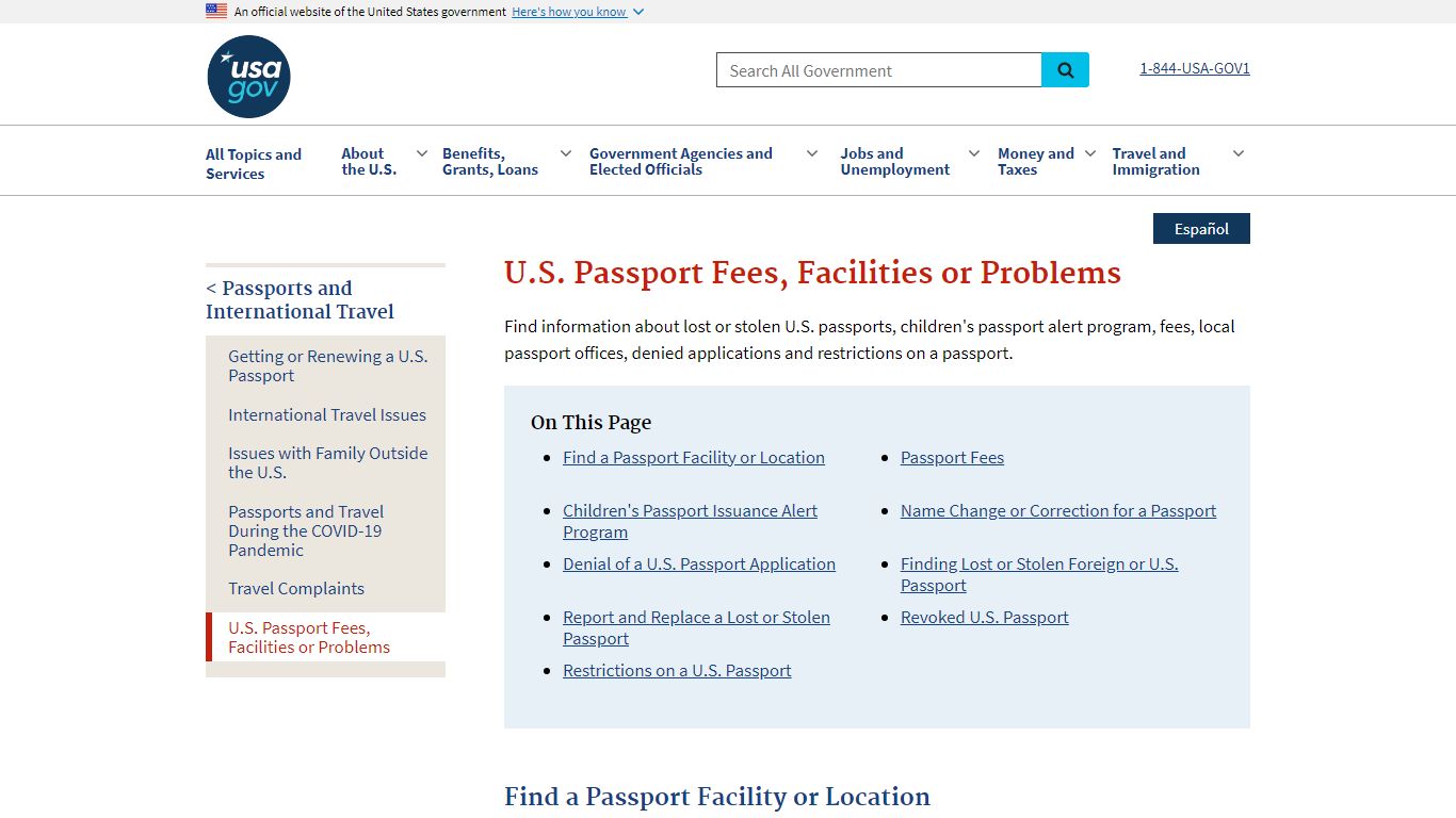 U.S. Passport Fees, Facilities or Problems | USAGov